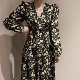 🔥JOJO🔥2021 new Platycodon grandiflorum first love French retro super fairy sen series Hepburn style floral dress large