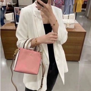 (ผ่อน0%) กระเป๋าสะพายข้าง 🌸MINI CALLY CROSSBODY IN COLORBLOCK (COACH 5691) หนังแท้ สีชมพู