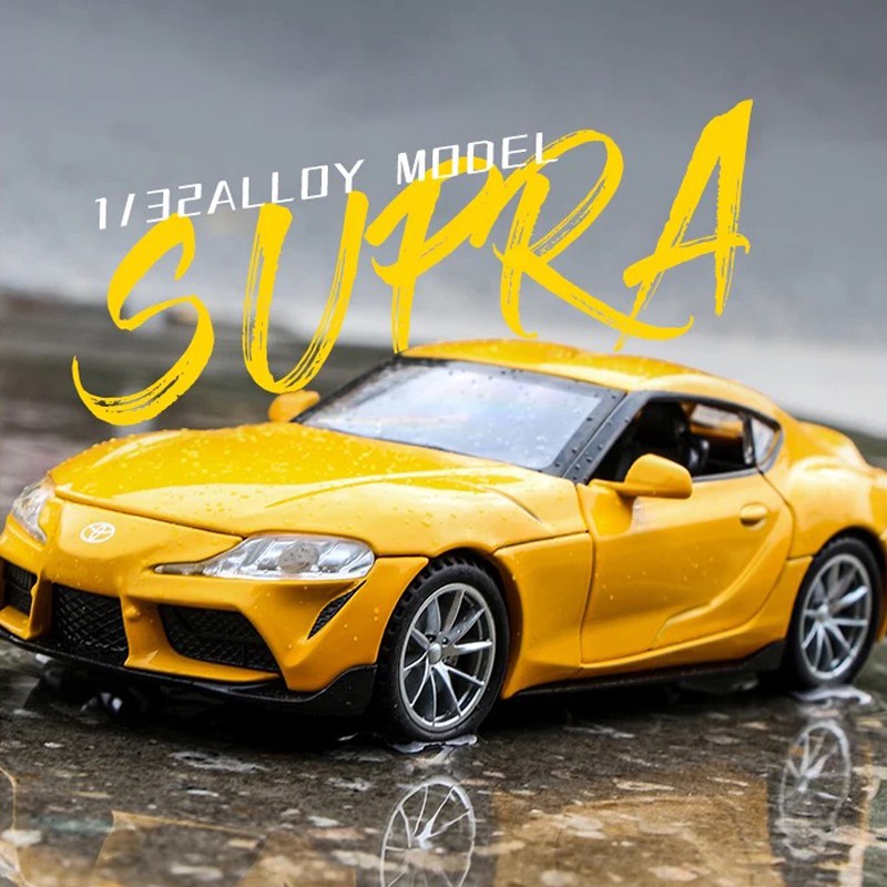 RUM1:32 Scale Toyota Supra Alloy Car Model Light & Sound effect Die Cast Car Model ของเล่นสําหรับของเล่นเด็กสําหรับชายรถสําหรับชายสําหรับชายคอลเลกชันรถ