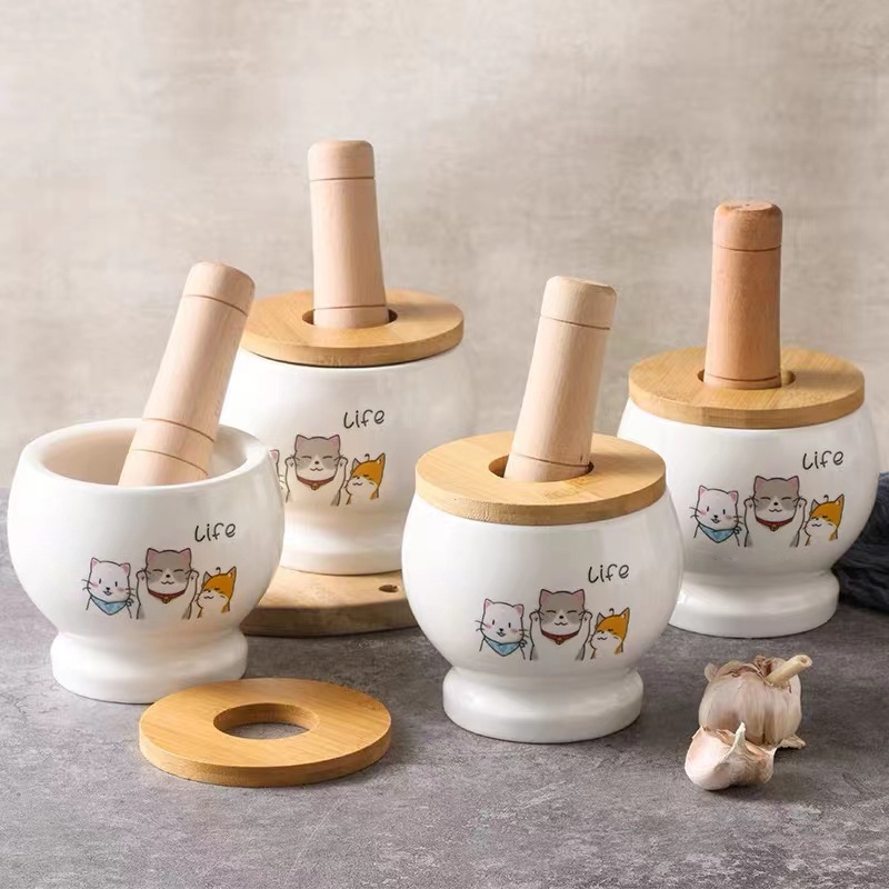 ครกบดยา 4.5นิ้ว ครกหิน ครกเซรามิก ความจุ 600ml ครกหินเล็ก โกร่งบดยา พร้อมสากบด มีฝาปิด simple thailand