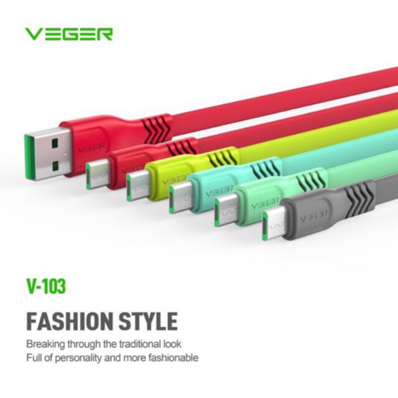 VEGER V-103 USB MICRO 2.4A สายเคเบิลข้อมูลชาร์จเร็ว