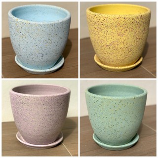 กระถางดินเผาพ่นสี Colorful Splashing มี 4 สี 3 ขนาด ปากกว้าง 6 นิ้ว, 8 นิ้ว, 9.5 นิ้วพร้อมจานรอง กระถางต้นไม้ ของแต่งสวน