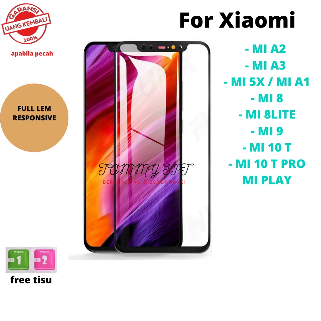 กระจกนิรภัย Xiaomi Mia2 / Mia3 / Mi5x / Mi8 / Mi8 Lite / Mi9 / Mi10 T / Mi10 T Pro / Mi Play ฝาครอบก