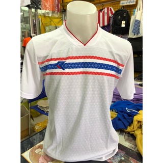 เสื้อกีฬา Real (RAX003) คอวี พิมพ์ลายคาดธงชาติ สี ขาว