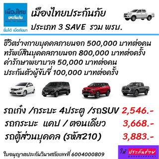 ประเภท3 รวมพรบ. เก๋ง กระบะ ตู้ ตอนเดียว รถSUV อาคเนย์ประกันภัย Best Deal 3 ถูกที่สุด