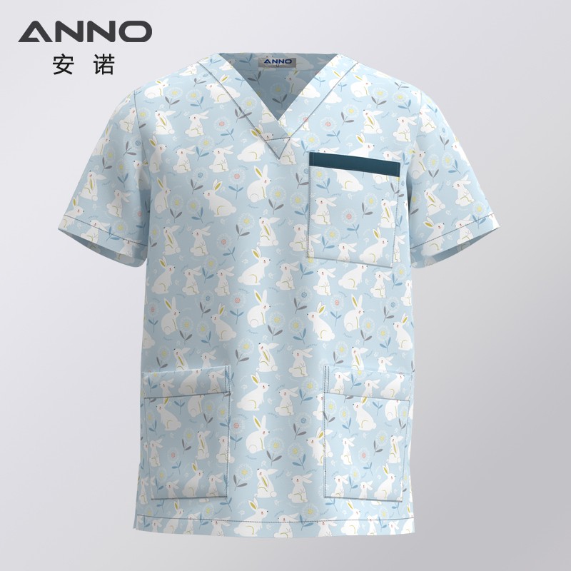 Anno เจ้าหน้าที่โรงพยาบาลเสื้อผ้าทางการแพทย์ขัดเสื้อชุดพยาบาลสําหรับชายหญิงทันตกรรมคลินิกวัสดุชุดพยาบาลเสื้อ