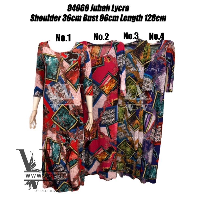 Rm6 94060 ชุดเดรสยาวคอปีน Jubah Lycra