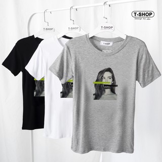 เสื้อยืด ผ้าเรย่อน งานสกรีน สวยมาก แบรนด์ T-shop