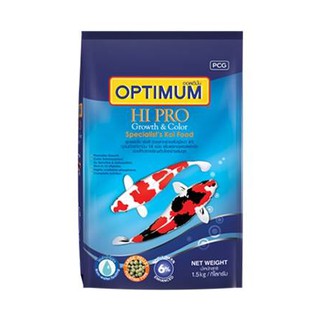 อาหารปลา Optimum Hipro Growth &amp; Color อาหารปลาคาร์ฟ เม็ดใหญ่ สูตรเร่งสี เร่งโต 1.5 kg.