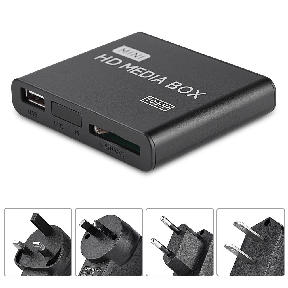 VBESTLIFE 110-240 V Full HD Mini Box Media Player,16 Sprache 1080 P Media Player Box Unterstützung USB MMC RMVB MP3 AVI MKV EU 