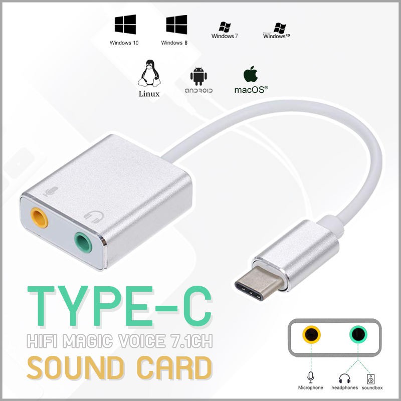 ลดราคา USB 3.1 Type-C to 3.5mm Audio Stereo 7.1 Independent 3D External Sound Card Adapter for Macbook #ค้นหาเพิ่มเติม สายต่อจอ Monito HDMI High Speed HDTV Lightning