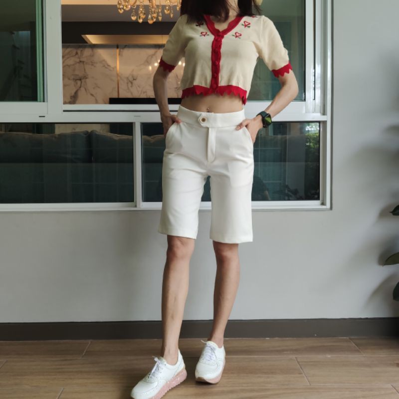 กางเกงขา 3 ส่วนผ้าโรเชฟทรงสวย ใส่เที่ยว ใส่สบายไม่มีไม่ได้แล้ว"S-XL"❤️
