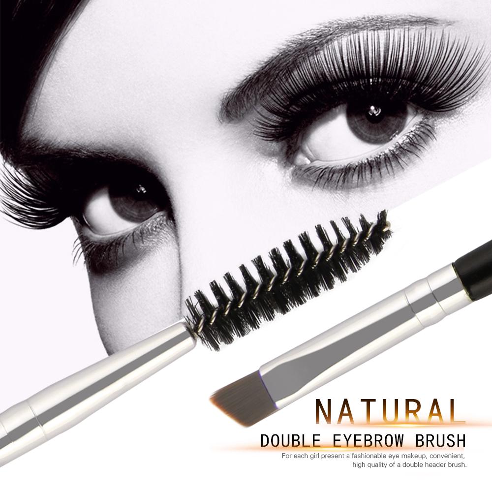 （เครื่องมือแปรงคิ้วคิ้ว）Brow Makeup Brush Wood Handle Double Sided Eyebrow Flat Angled Brushes