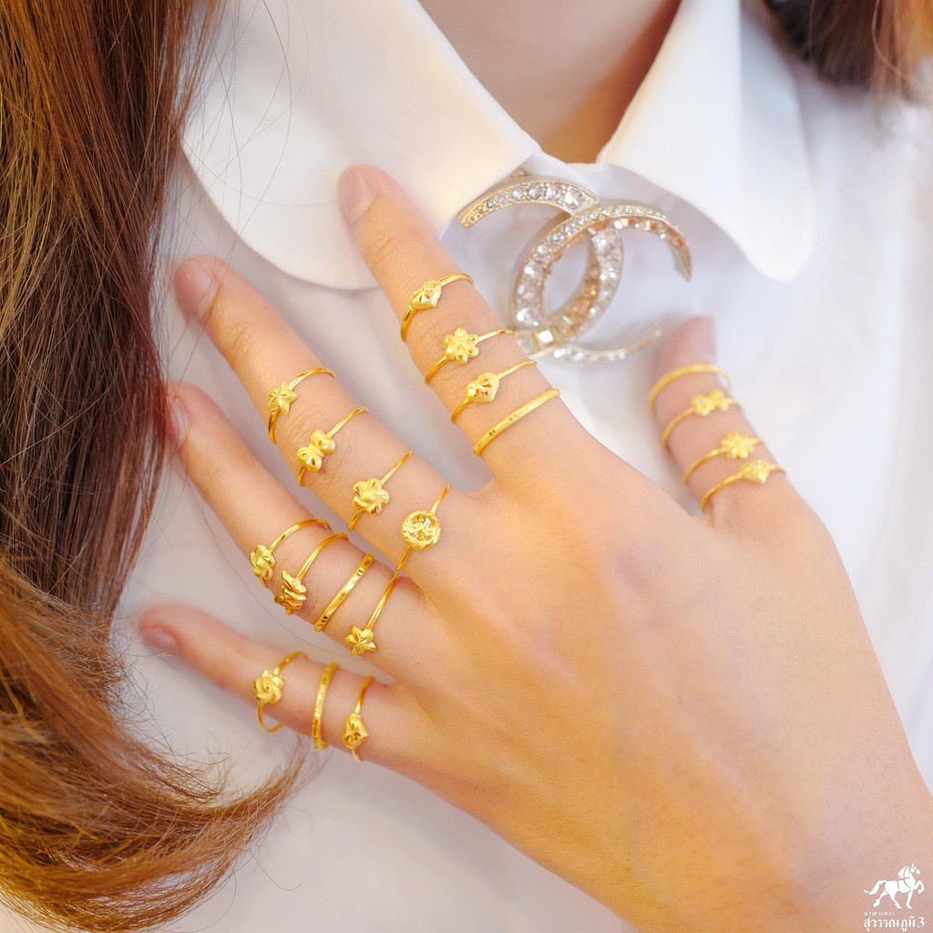 แหวนทองคำแท้ 0.4 กรัม ลายยอดนิยม ทองแท้ 96.5% ขายได้ จำนำได้ มีใบรับประกัน แหวนทอง แหวนทองคำแท้