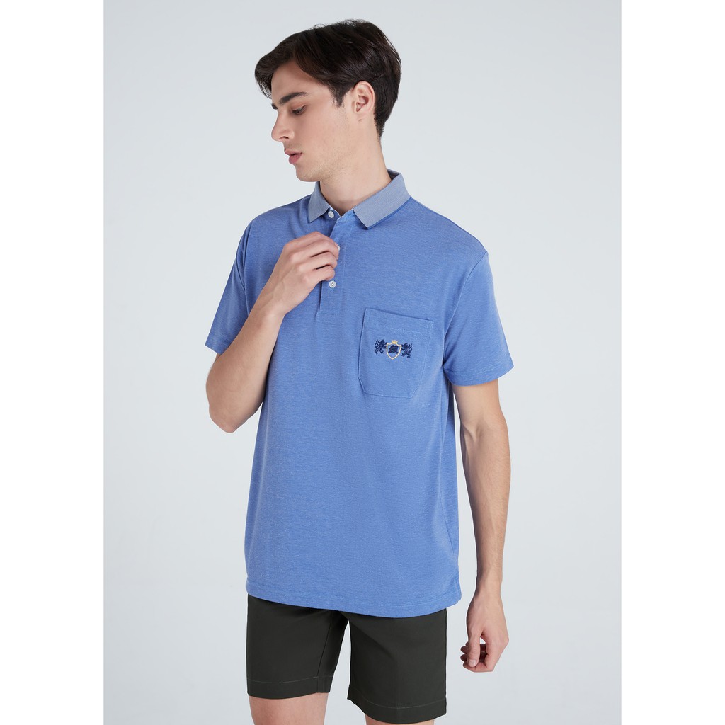 เสื้อโปโลแขนสั้นผู้ชายมีกระเป๋า  Maximo Dente คอปก ลายริ้ว คลาสสิค สไตล์ยุโรป สำหรับผู้ใหญ่ รุ่น md-