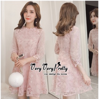 Pink Flower Lace Style Korea Dress