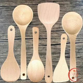 ตะหลิวไม้บีช พลั่วไม้ ไม้พายทำอาหาร ทำจากไม้จริง จับถนัดมือ shovel spoon