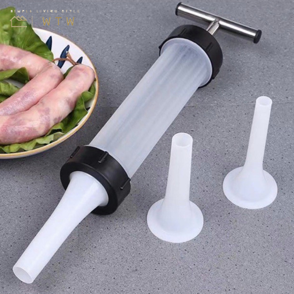 เครื่องเตรียมอาหารในครัว กระบอกอัดไส้กรอก ไส้กรอก 3 หัวเปลี่ยนได้ กดไส้กรอก อุปกรณ์ทำไส้กรอก - รูปที่ 2