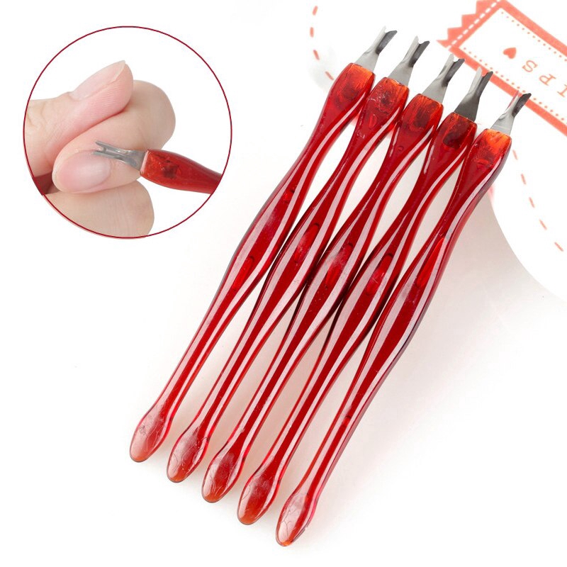 5pcs Stainless Steel Cuticle Pusher Nail Art Fork Manicure Tool for Trim Dead Skin Forks Trimmer