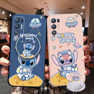 เคสโทรศัพท์มือถือ ขอบสี่เหลี่ยม ลายนักบินอวกาศ พร้อมแหวนขาตั้ง สําหรับ OPPO Reno6 Z 5G Reno 5 Pro 4 4G 3 Reno2 Z F