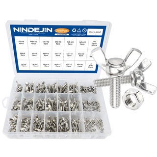 NINDEJIN 288Pcs/Setชุดสกรูสแตนเลส M3 M4 M5