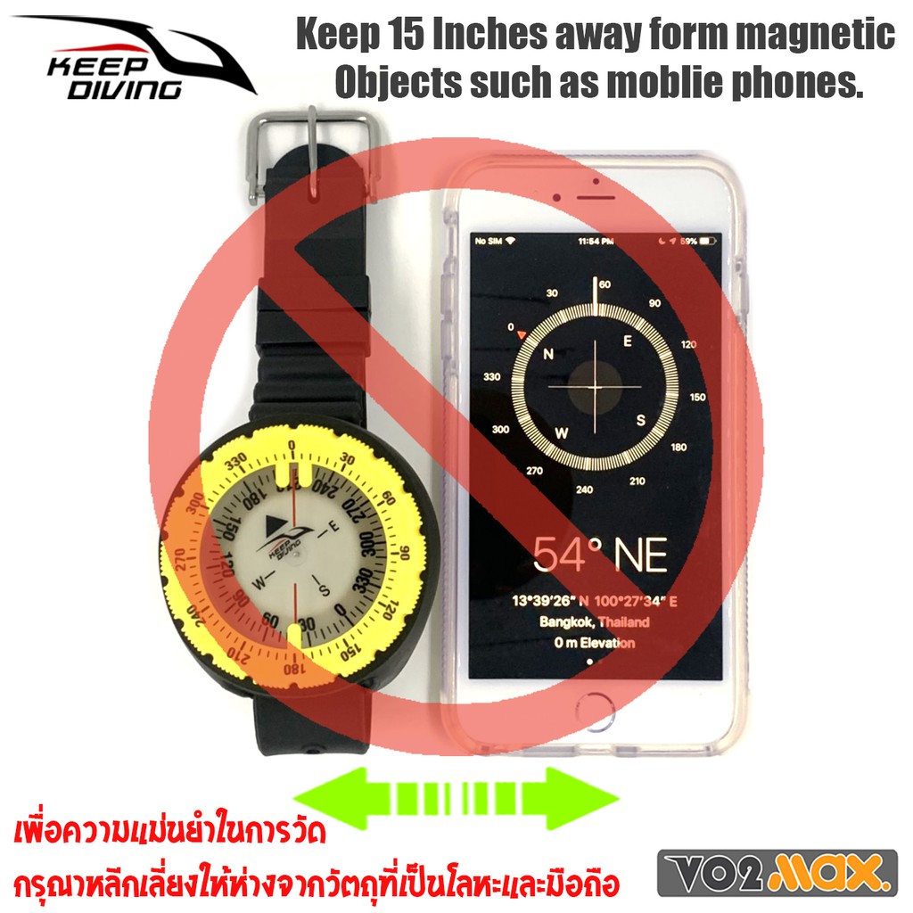 KEEP DIVING อุปกรณ์ดำน้ำ scuba เข็มทิศ ข้อมือ ดำน้ำ Diving Compass กัน ...