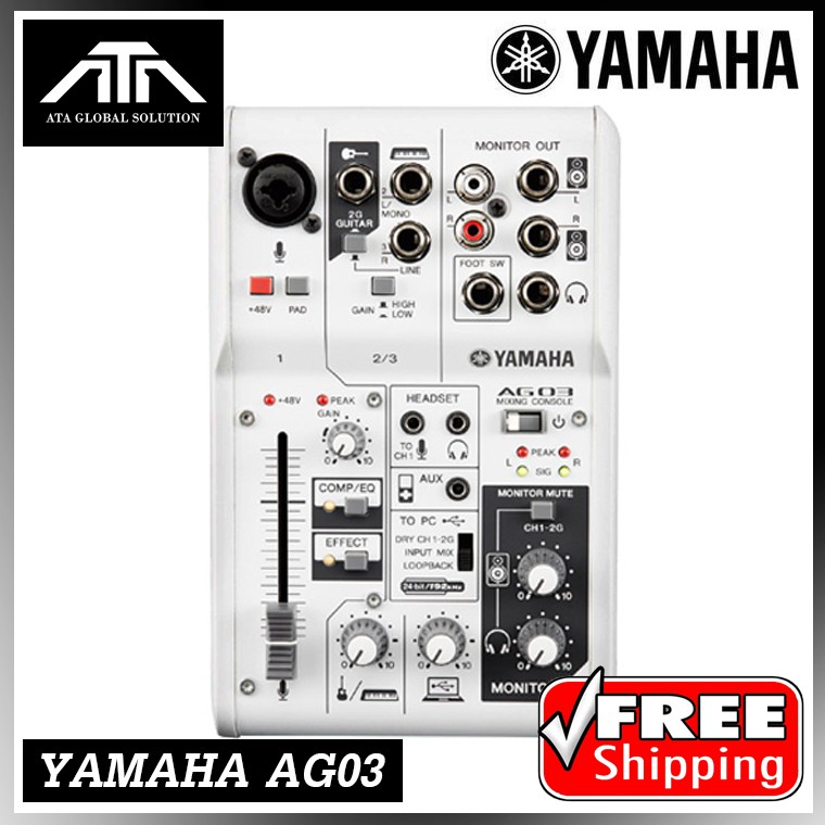 **รับประกัน Yamaha Thailand** YAMAHA AG03 มิกเซอร์ ดิจิตอล 3 ชาแนล รับประกันของแท้แน่นอน Mixer with USB Audio