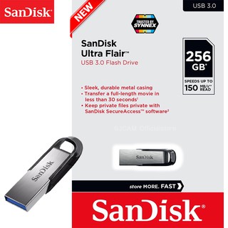 SanDisk Ultra Flair Flash Drive USB 3.0 256GB Speed 150MB/s (SDCZ73_256G_G46) แฟลตไดซ์ แซนดิส ประกัน Synnex 5 ปี