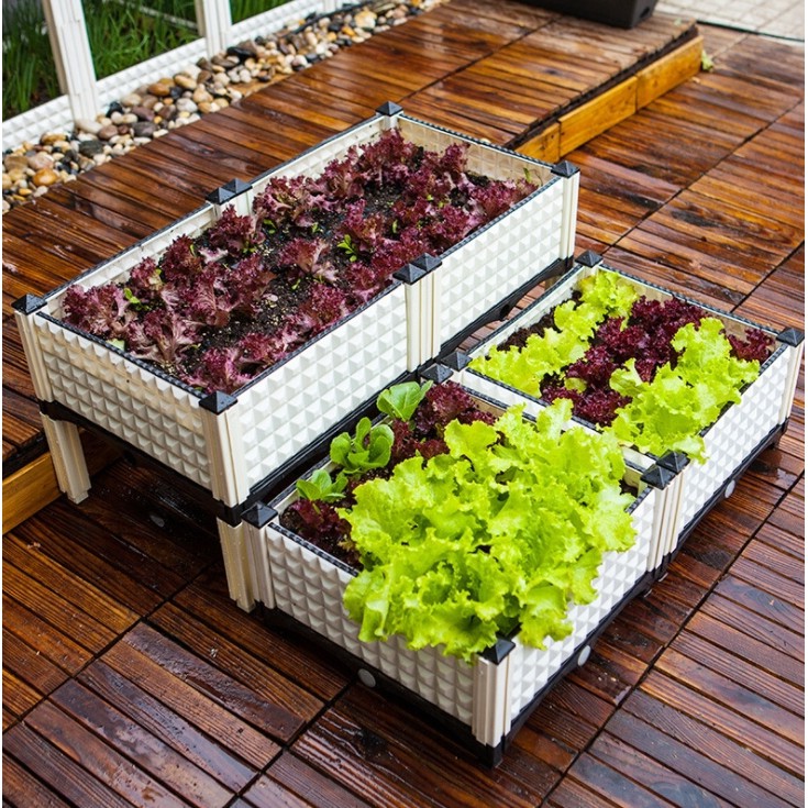 กระบะปลูกผัก Balcony vegetable box สีขาว  เหมาะสำหรับปลูกพืชผักสวนครัว ผักสลัด ดอกไม้ วางต้นไม้