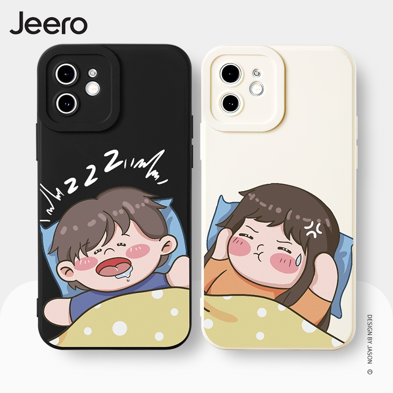 Jeero เคสคู่ เคสไอโฟน คู่รัก ขอบเหลี่ยมกันกระแทกซิลิโคนนุ่มการ์ตูนน่ารักตลก เคสโทรศัพท์ Compatible for iPhone 16 15 14 13 12 11 Pro Max SE 2020 X XR XS ip 8 7 Plus HFE877