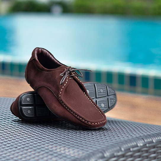 Verns Leather รองเท้าหนังแท้ รุ่น V295 น้ำตาลเข้ม หนังกลับ