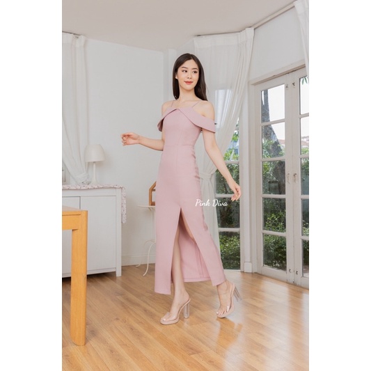เดรสยาวเปิดไหล่ Lindydress #Pk30 ราตรียาว maxi ชุดเพื่อนเจ้าสาว เดรสออกงาน by Pink Diva