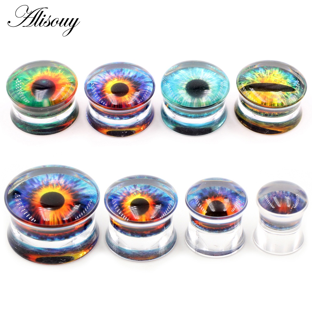 Alisouy 2 ชิ้น 8 มม.-30 มม.โปร่งใสรอบอะคริลิค Eyeball Ear Gauges อุโมงค์ปลั๊กเนื้อ Expander ต่างหูเจาะเครื่องประดับ