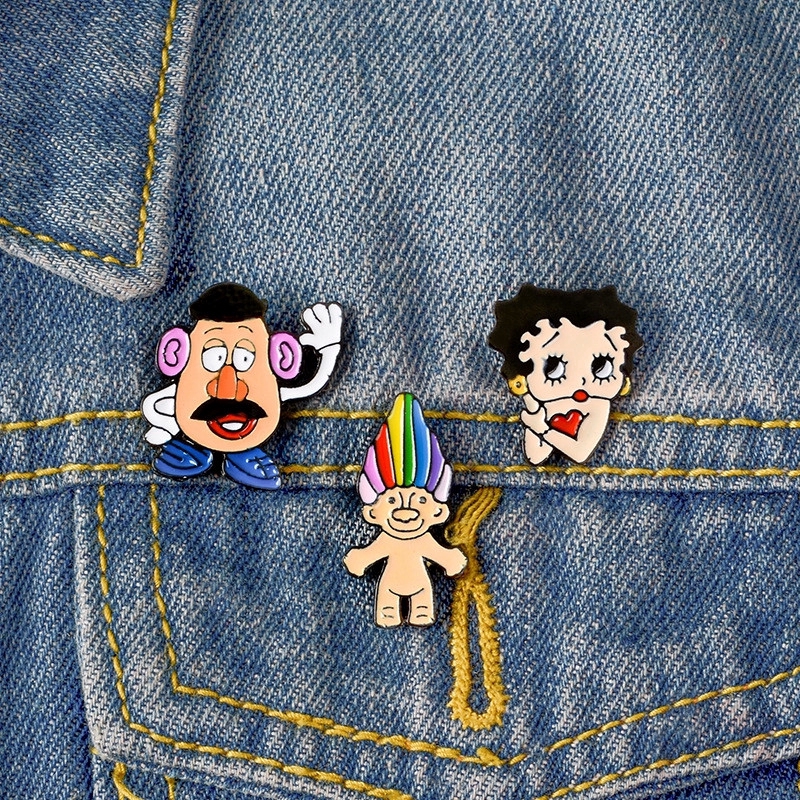 &gt; Ready Stock &lt; ❉ Cartoon Pins ❉ 1Pc Troll Doll / Mr. Potato Head / Betty Boop Metal Collection Brooches Pins