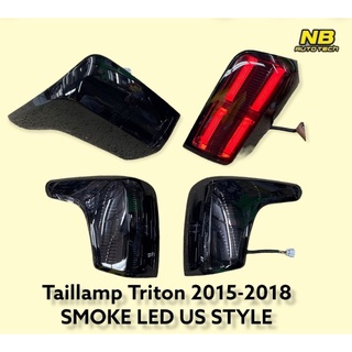 ไฟท้าย triton ไฟท้ายแต่ง ไตรตัน led us สีสโมค ไฟเลี้ยววิ่ง ปี2015-2018 taillamp mitsubishi triton led us style