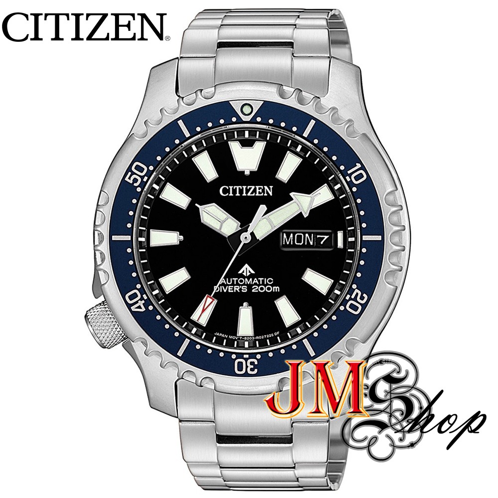 Citizen Promaster Diver Fugu Limited Edition นาฬิกาข้อมือผู้ชาย สายสแตนเลส รุ่น NY0098-84E (หน้าปัดดำขอบน้ำเงิน)