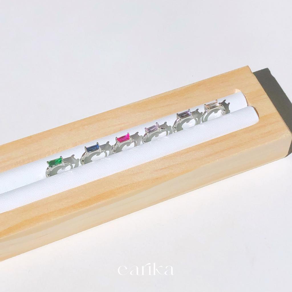 earika.earrings - square hoop ต่างหูห่วงเพชรทรงสี่เหลี่ยมเงินแท้ (มีให้เลือก 6 สี) (ราคาต่อคู่) เหมา