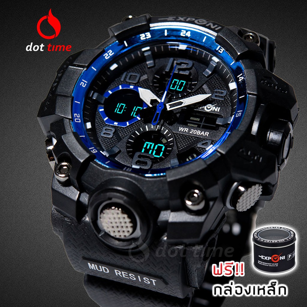 นาฬิกาข้อมือชาย EXPONI 'EP21BLU' Shock&amp;Water-Resistance Sport Watch