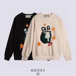 Gucci เสื้อกันหนาว คอกลม ผ้าฝ้าย ปักลาย แฟชั่นสําหรับผู้ชายและผู้หญิง