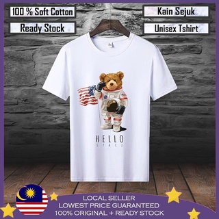 เสื้อยืด ผ้าฝ้าย 100% พิมพ์ลาย NASA USA BEARBARE BAJU BAJU สําหรับผู้ชาย