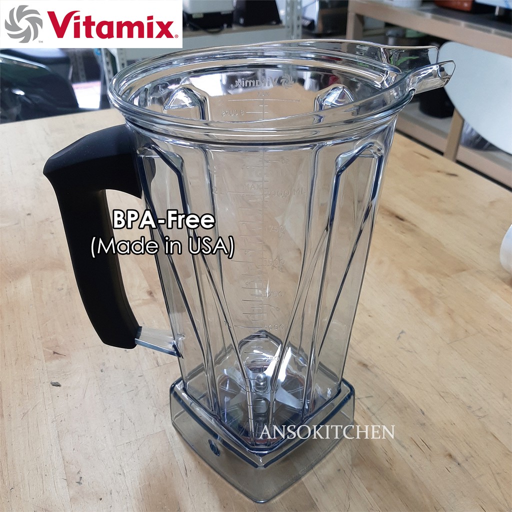 โถปั่น Vitamix BPA-free 2.0L มือจับดำ พร้อมใบมีด wet blade (ไม่มีฝา) ของแท้ ใช้ได้กับเครื่องปั่น Vitamix Vita-Prep 3 ฯลฯ