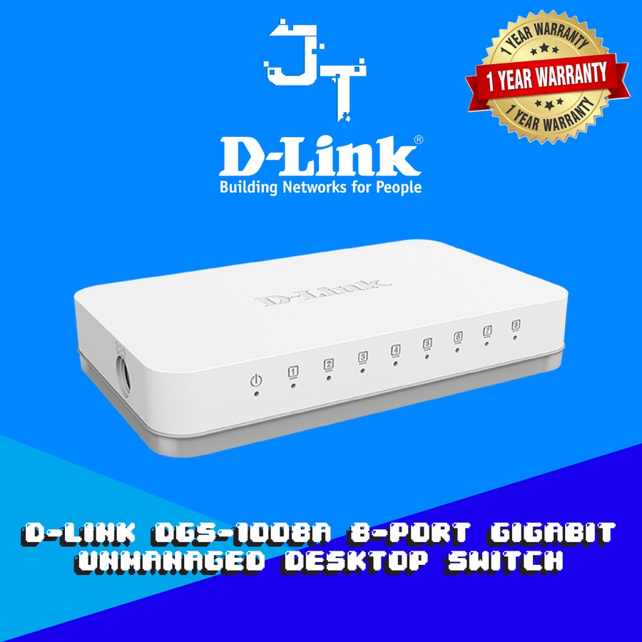 D-link DGS-1008A สวิตช์พลาสติกตั้งโต๊ะ 8 พอร์ต