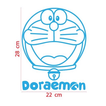 สติ๊กเกอร์ ตัด ไดคัต โดราเอมอน หน้าโดเรมอน + คำว่า Doraemon   แต่ง รถ ติดมอเตอร์ไซค์ วัสดุเป็น PVC กันน้ำ