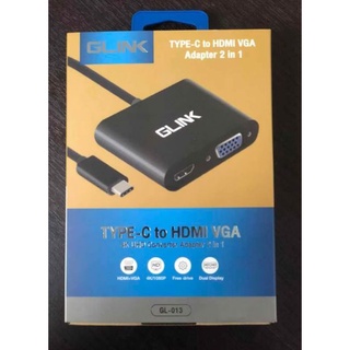 ส่งจากไทย Glink GL-013 GL-030 Converter Usb Type-C To HDMI+VGA Adapter ตัวแปลงสัญญาน TYPE-C TO HDMI-VGA GL013 GL030