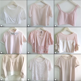 (used like new) รวมเสื้อผ้าโทนสีชมพู โอรส ครีมหวาน ๆ รายละเอียดแต่ละตัวอยู่ด้านล่างนะคะ