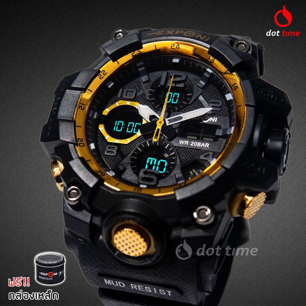นาฬิกาข้อมือชาย EXPONI 'EP21G' Shock&amp;Water-Resistance Sport Watch