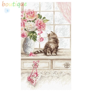 KIT CAT Bou ภาพวาดปักครอสติก 11 Ct สําหรับตกแต่งบ้าน