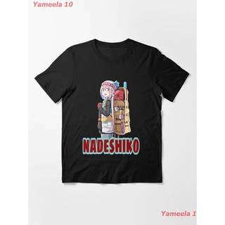 เสื้อยืดผ้าฝ้ายพิมพ์ลายขายดีNadeshiko Kagamihara Laid Back Camp Yuru Camp Anime Essential T-Shirt เสื้อยืดพิมลาย เสื้อยื