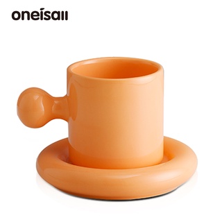 Oneisall ชุดถ้วยกาแฟเซรามิค ขนาด 300 มล. ของใช้ในครัวเรือน สไตล์สร้างสรรค์