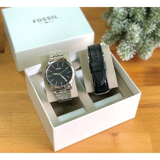 FOSSIL LUTHER THREE-HAND INTERCHANGEABLE STRAP GIFT SET มีสายหนังให้เปลี่ยนในชุดค่ะ